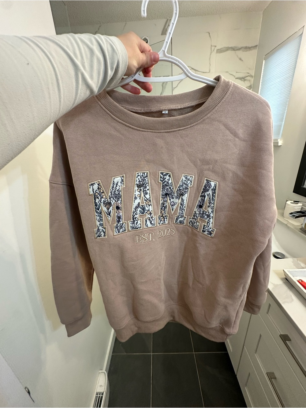 MAMA Embroidered Crewneck Sweatshirt - Taupe